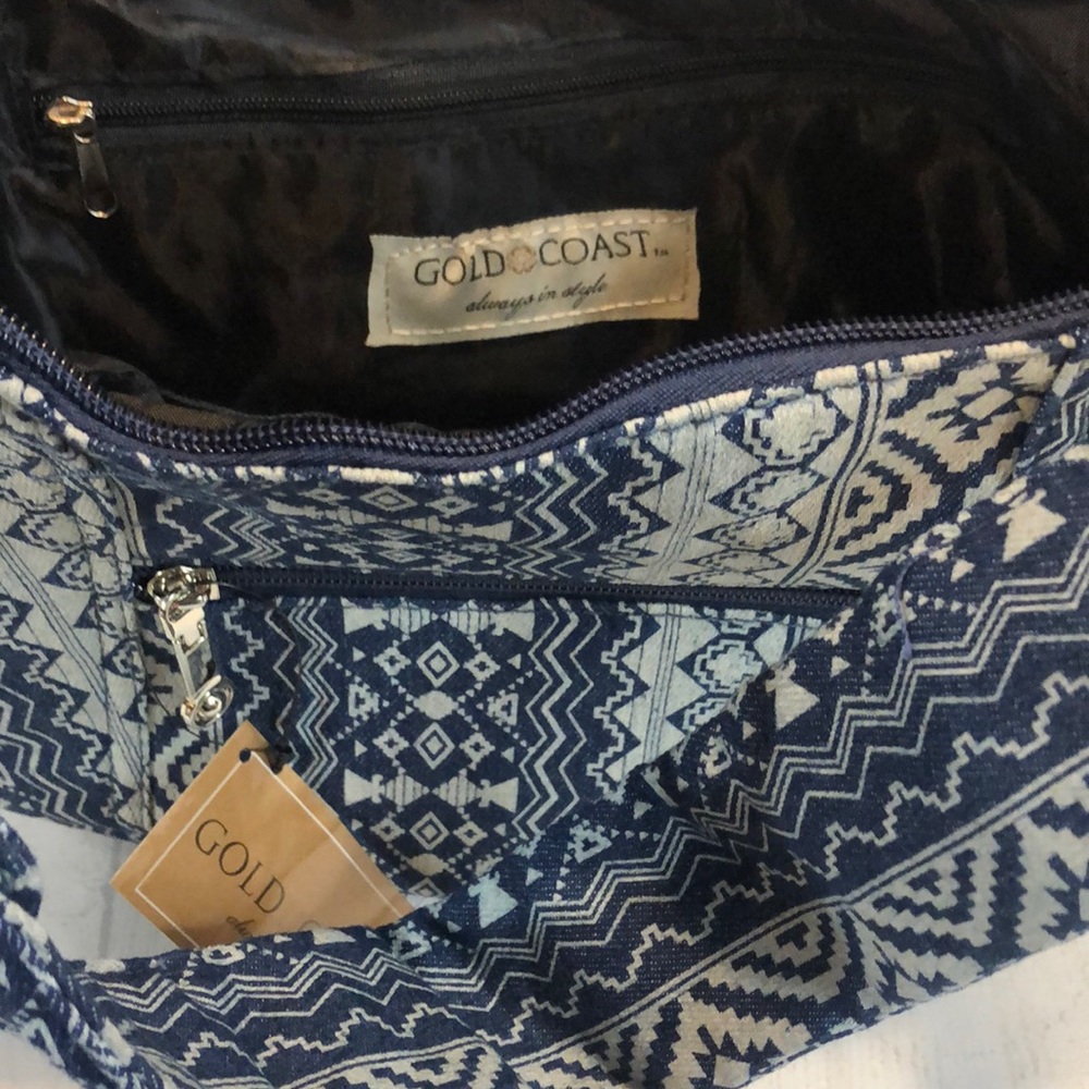 Gold Coast Denim Aztec Print Hobo Bag - Picture 5 of 7